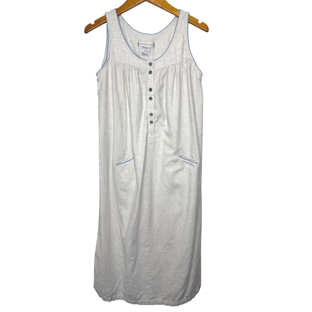 Crabtree & Evelyn Sleeveless Cotton Long Nightgown Medium Cream